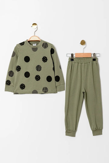 Uzun Kol Lastikli Bel ve Paça Erkek Çocuk Pijama Takımı