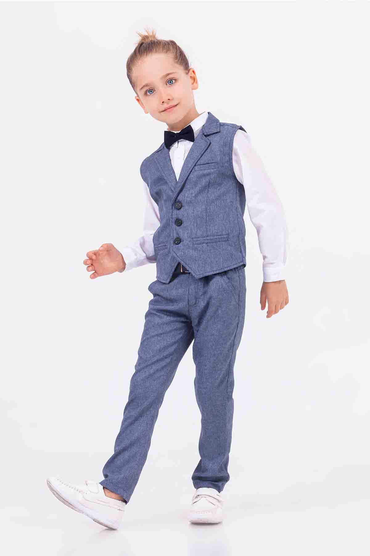 Yelekli Papyonlu 5'li Erkek Çocuk Takım Elbise