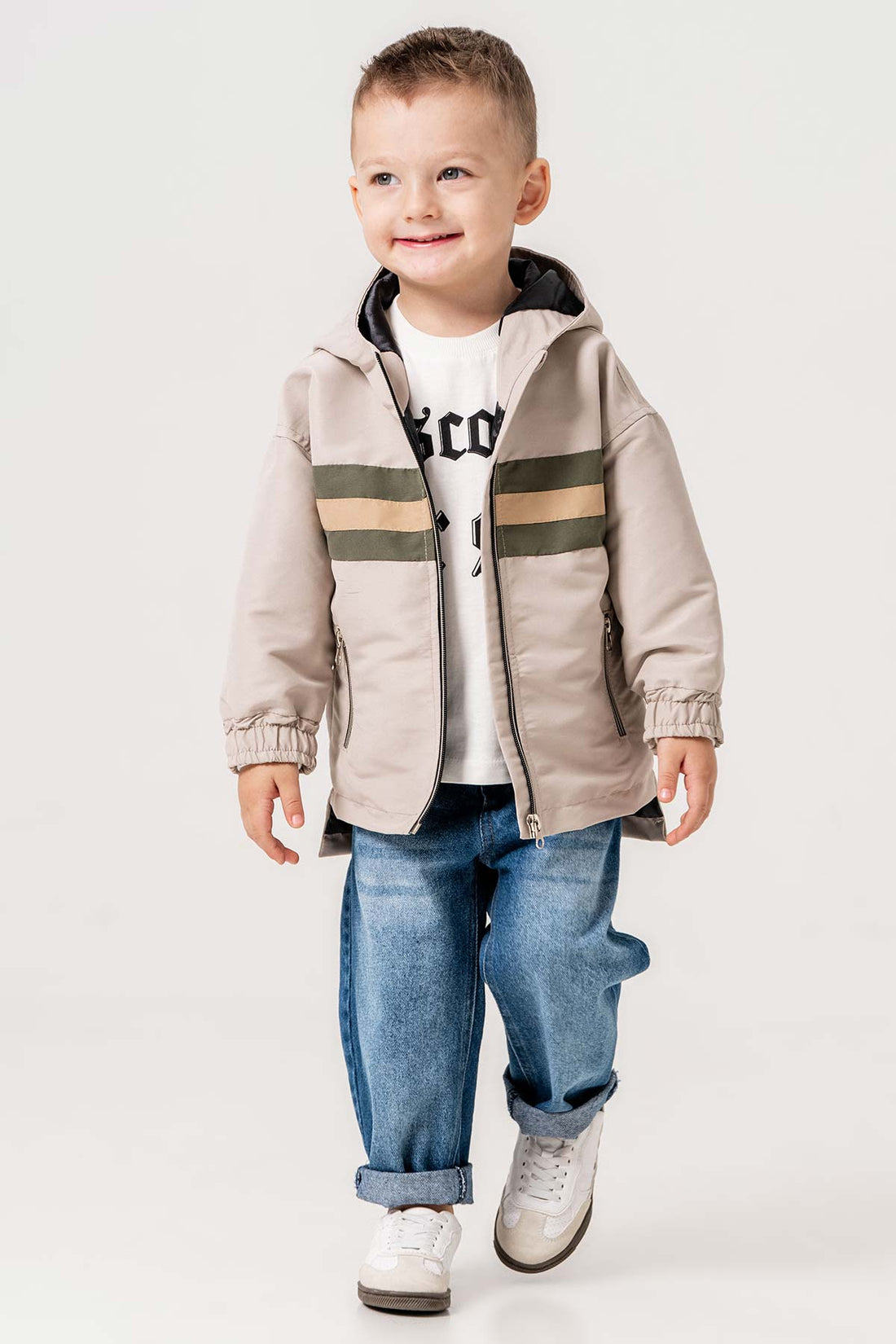 Kapüşonlu Çift Cepli Astarlı 3 Parça Erkek Çocuk Ceketli Takım