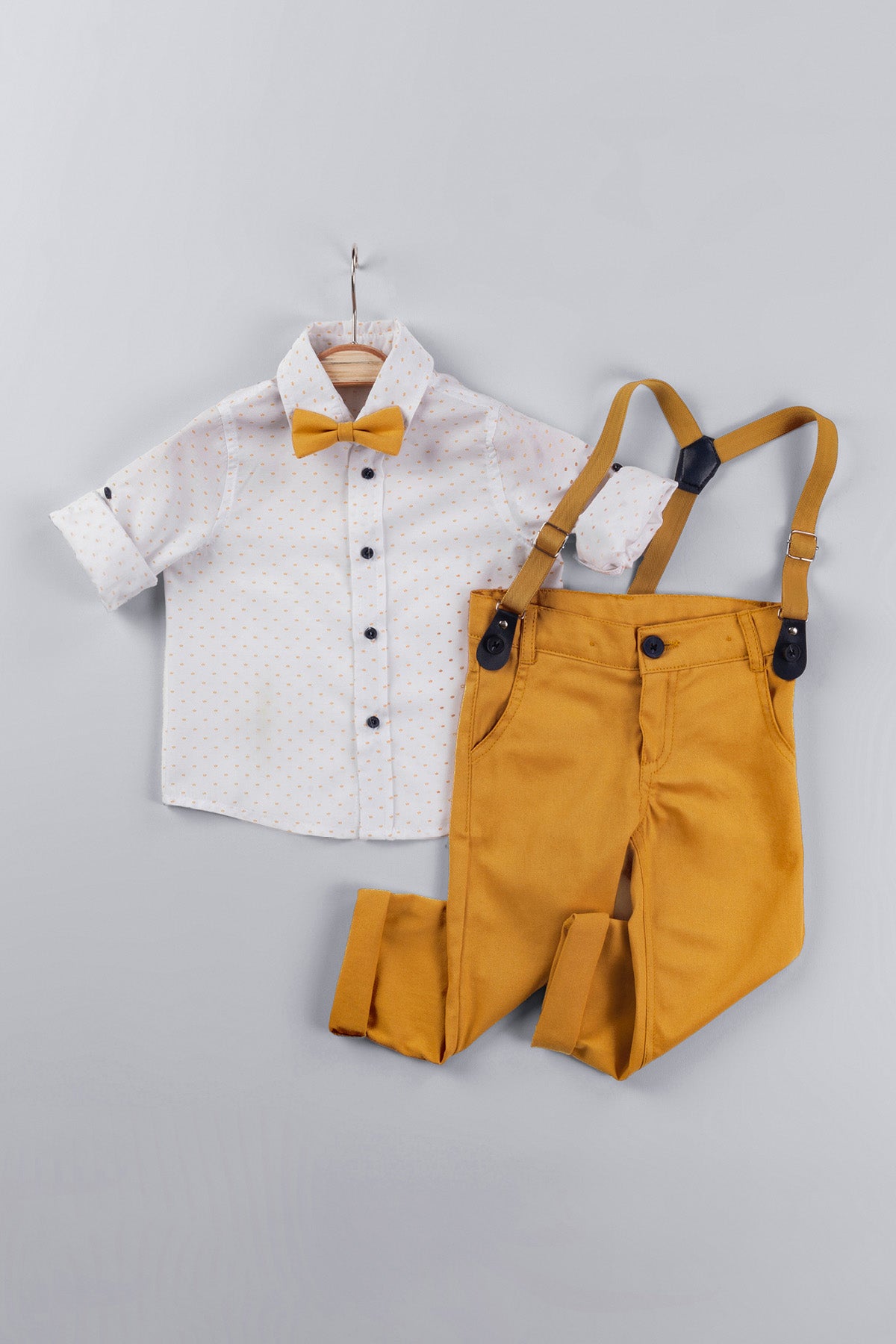 Nilüfer Desenli Salopetli Gömlekli Erkek Çocuk Alt Üst Takım