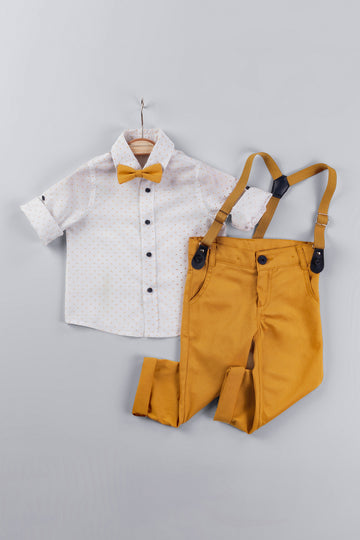 Nilüfer Desenli Salopetli Gömlekli Erkek Çocuk Alt Üst Takım