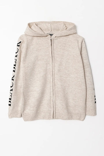 Uzun Kol Kapüşonlu Fermuarlı Erkek Çocuk Triko Hırka