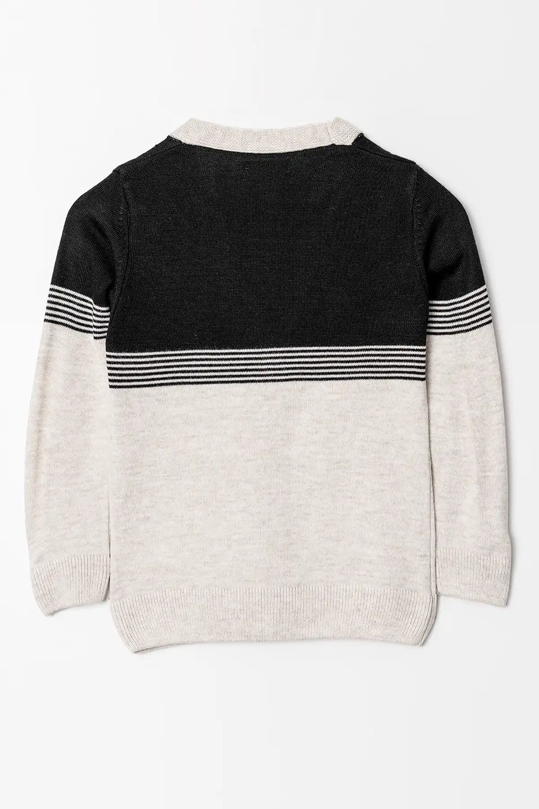 Uzun Kol Düğmeli Çizgili Erkek Çocuk Triko Hırka