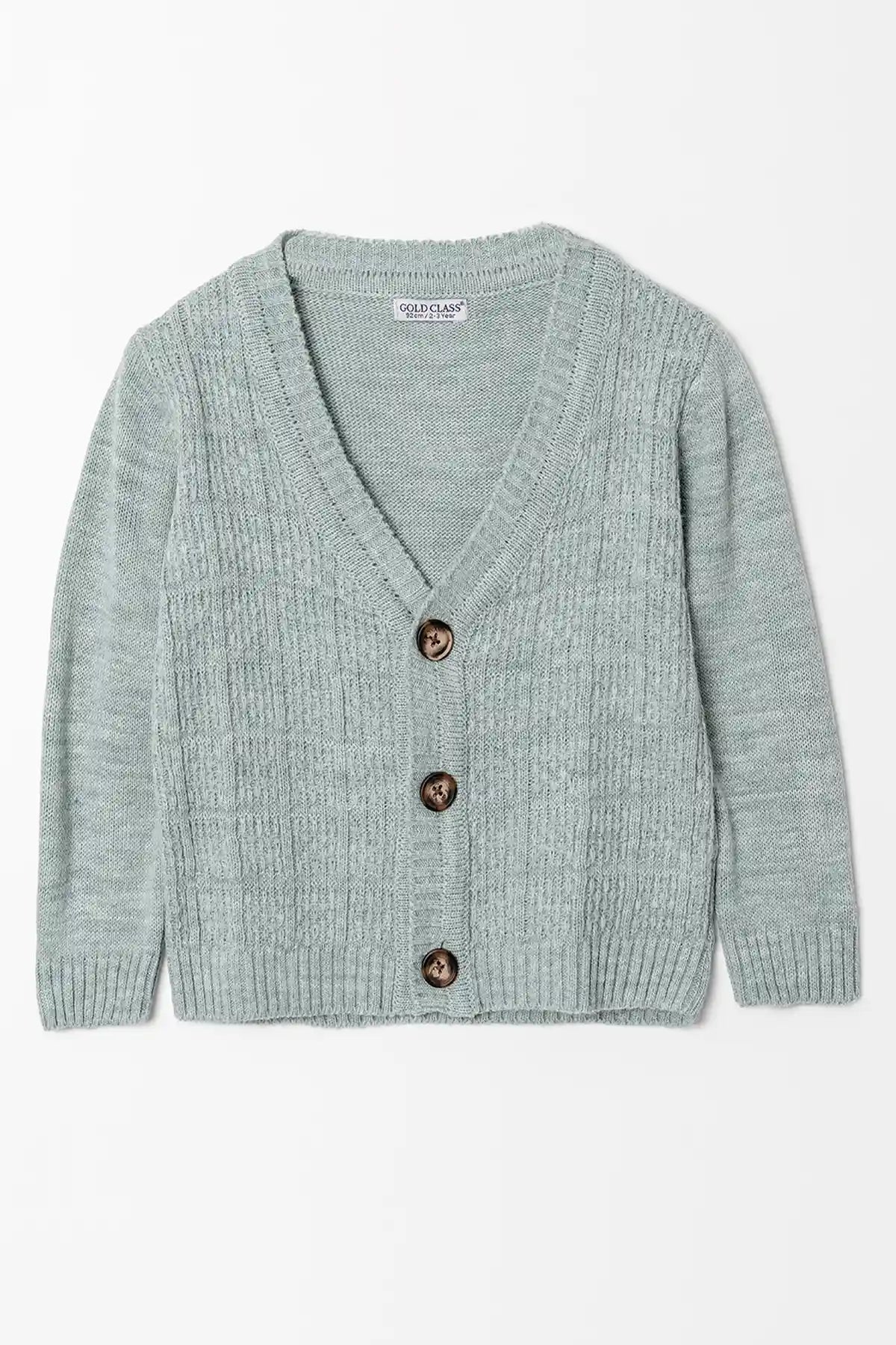 Uzun Kol Düğme Kapamalı Erkek Çocuk Triko Hırka