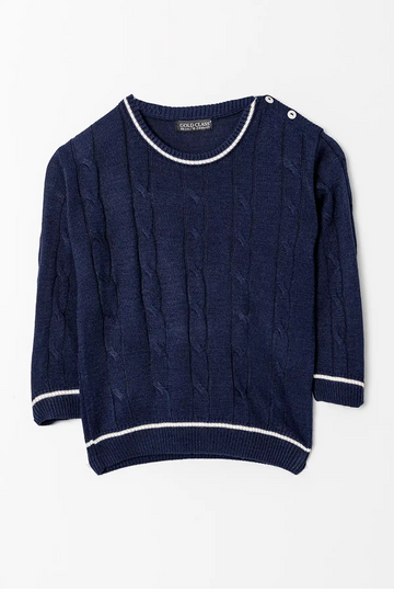 Uzun Kol Omzu Düğmeli Erkek Çocuk Triko Kazak