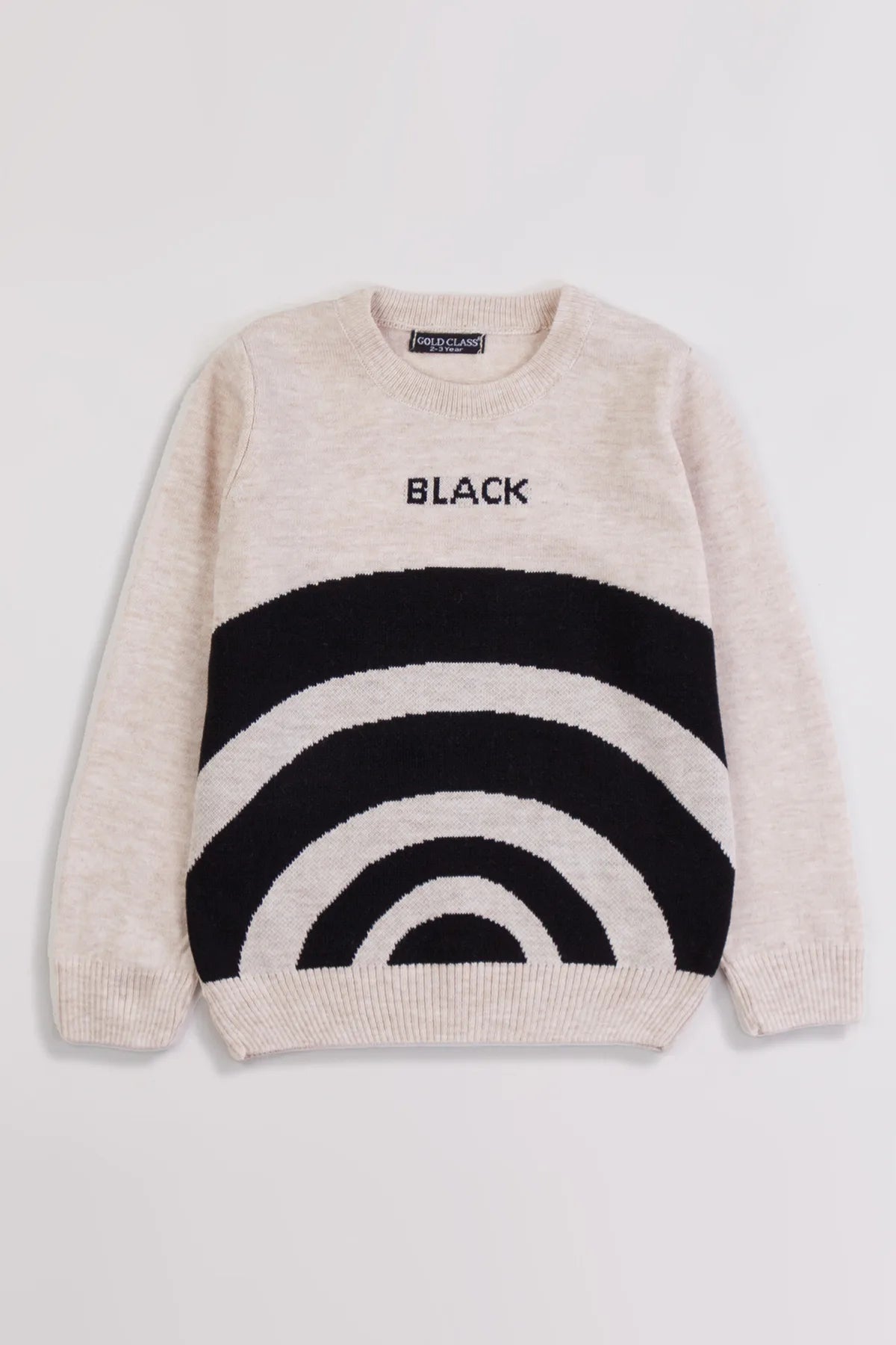 Uzun Kol Bisiklet Yaka Desenli Erkek Çocuk Triko Kazak