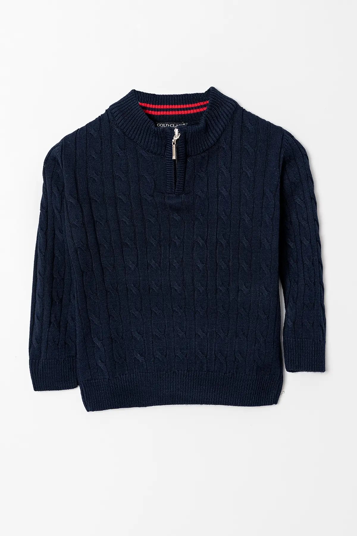 Yarım Fermuarlı Uzun Kol Erkek Çocuk Triko Kazak