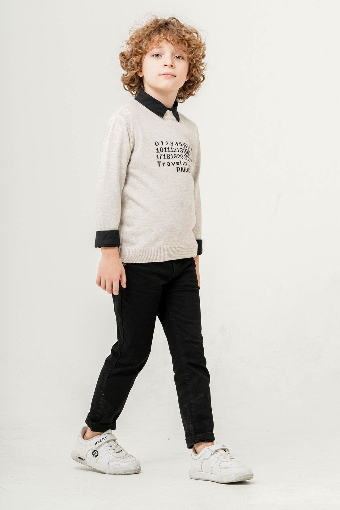 Pantolon & Gömlekli Akrilik 3 Parça Erkek Çocuk Triko Takım