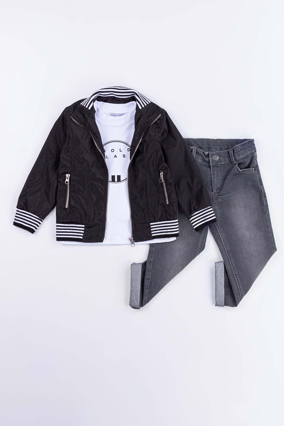 Su Geçirmez Cepli Fermuarlı 3 Parça Erkek Çocuk Ceketli Takım